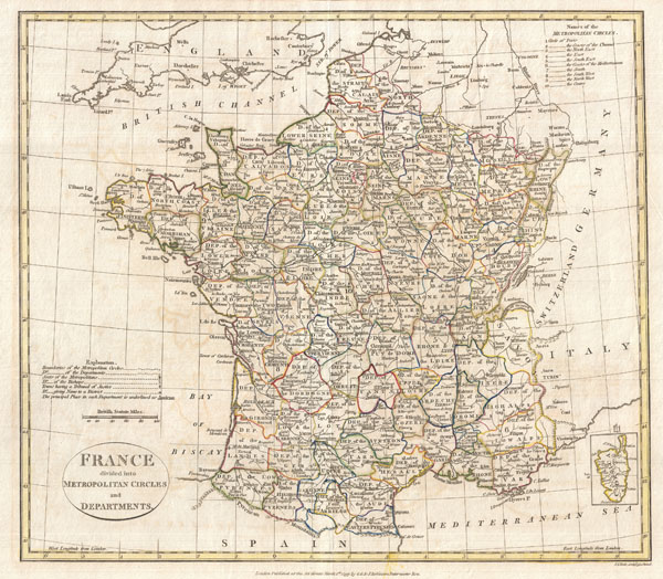 departments of france map. 1799 Clement Cruttwell Map of