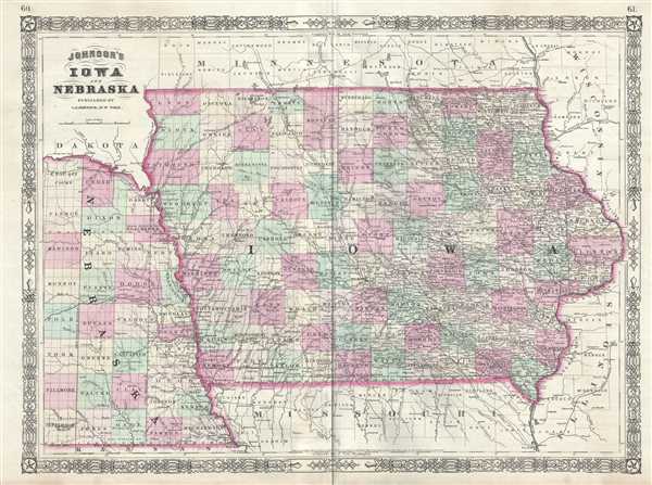 Johnson's Iowa and Nebraska.: Geographicus Rare Antique Maps