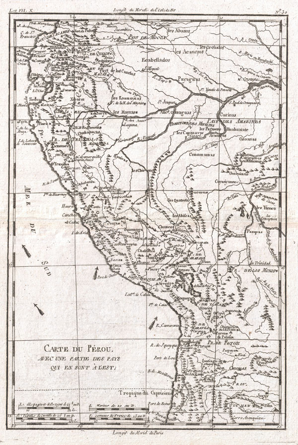 Carte Du Perou, Avec Une Partie Des Pays Qui En Sont A L'Est.: Geographicus Rare Antique Maps