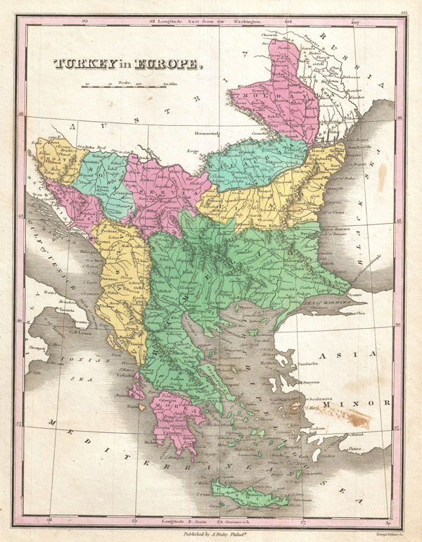 Map Of Turkey And Greece. 1827 Finley Map of Turkey in