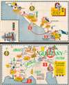 1945 World War II Pictorial Route Map of Italy, France, Germany (36th Infantry Division)