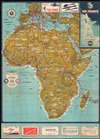 1957 Air France Pictorial Air Route Map of Africa