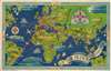 1937 Boucher Pictorial Air France Route Map of the World