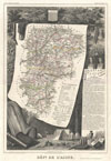 1852 Levasseur Map of the Department L'Aisne, France