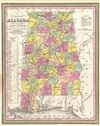 1854 Mitchell New Map of Alabama
