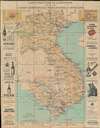 1926 L'U.C.I.A. Advertising Road Map of Vietnam / French Indochina