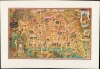 1960 Pictorial Map of the Marais and Environs, Paris