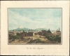 1860 View of the Puebla de Zaragoza (Los Angeles) w/ Popocatépetl, Mexico