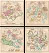 1835 Burritt/Huntington Map of the Constellations by Month (4 Maps)