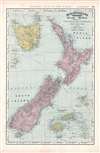 1892 Rand McNally Map of New Zealand, Tasmania, and Fiji