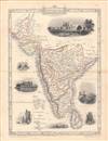 1851 Tallis / Rapkin Map of Southern India