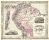 1865 Johnson Map of Venezuela, Colombia, Ecuador, Peru, Bolivia, Chile, Guiana