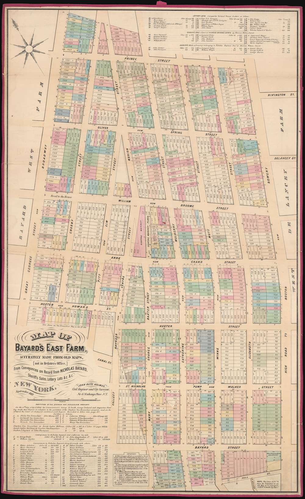 Map of Bayard's East Farm, Accurately Made from Old Maps, (not in Register's Office), From Conveyances on Record from NICHOLAS BAYARD, Sheriff's Sales, Lottery Lots, etc., etc. - Main View