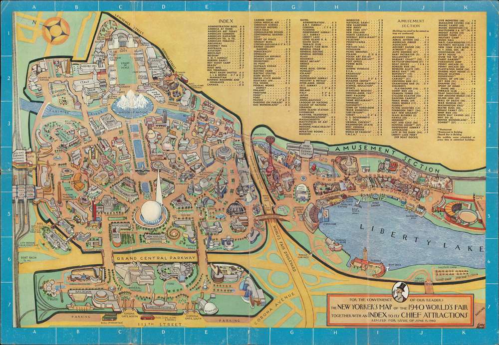 For the Convenience of Our Readers The New Yorker's Map of the 1940 World's Fair Together with an Index to its Chief Attractions. - Main View