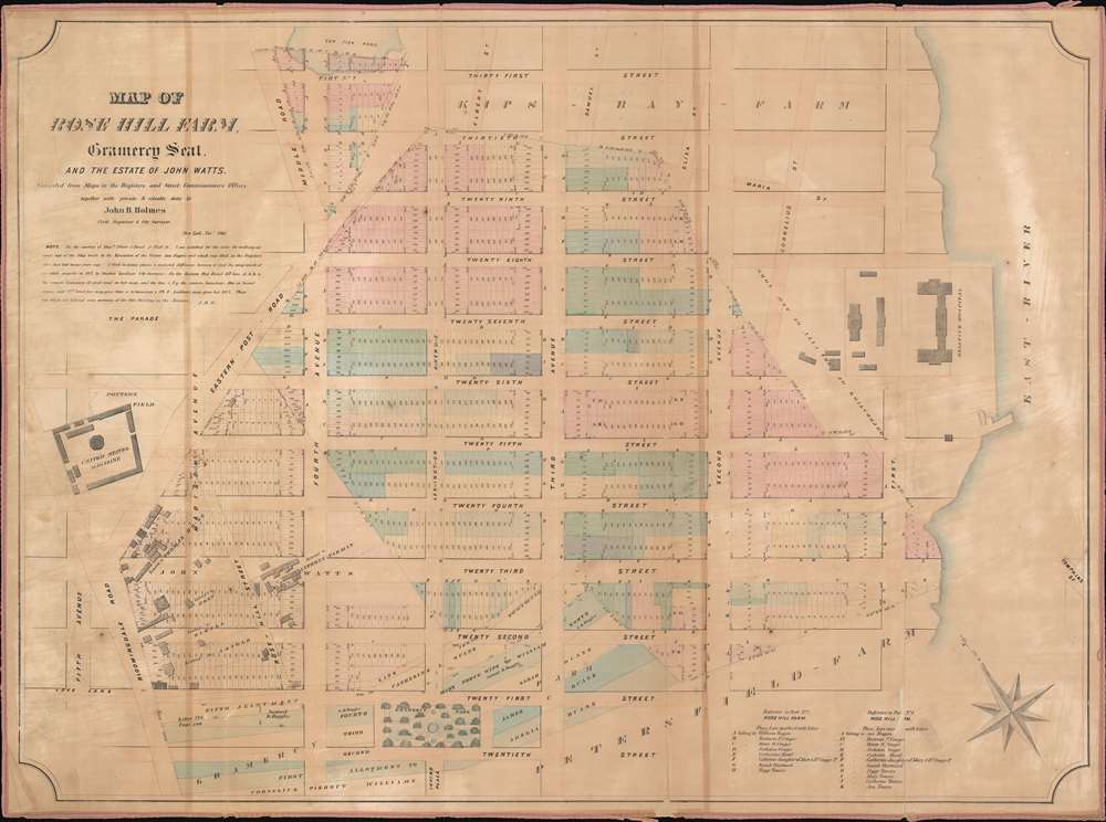 Map of Rose Hill Farm, Gramercy Seat, and the estate of John Watts. - Main View