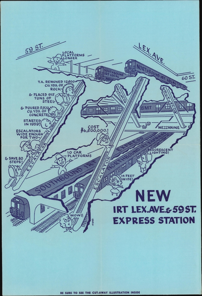 1962 Transit Authority Pictorial Cut-Away Map of the New 59th Street Express Station