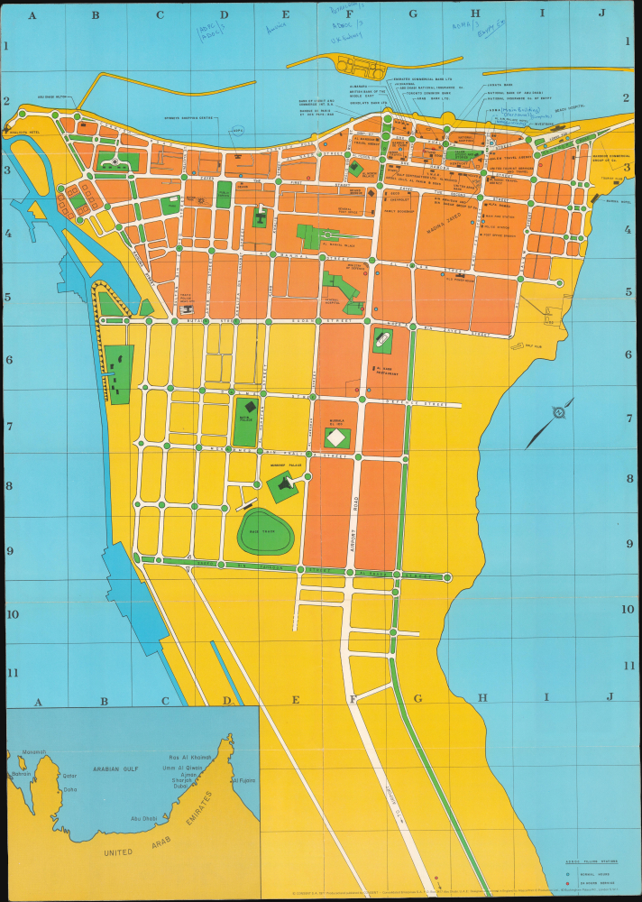 1977 Consent Map of Abu Dhabi, United Arab Emirates