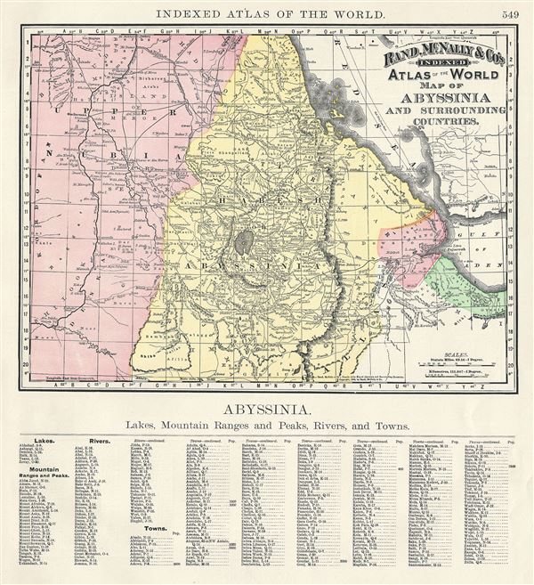 1892 Rand McNally Map of Abyssinia (Ethiopia)