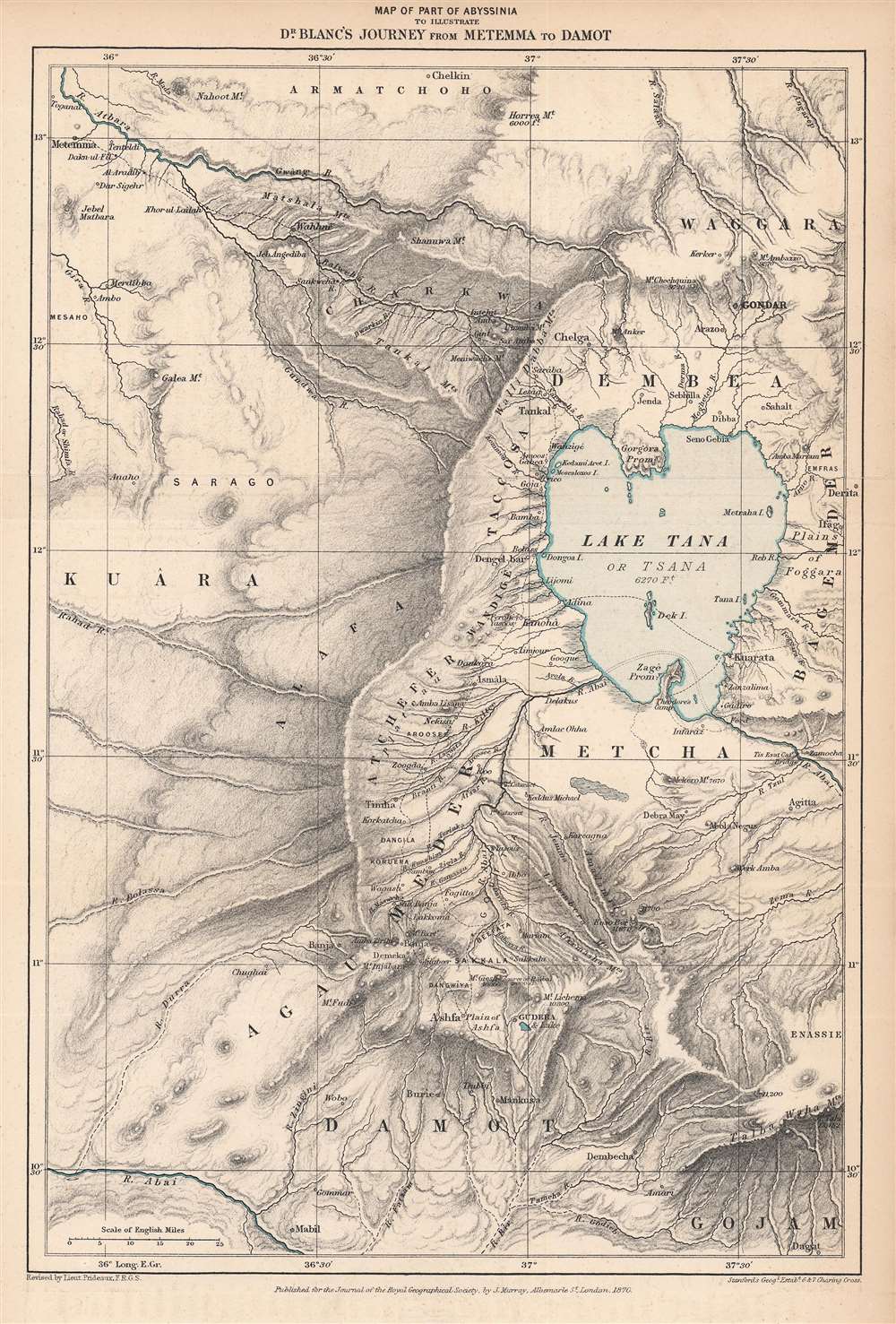 Map of Part of Abyssinia to Illustrate Dr. Blanc's Journey from Metemma to Damot. - Main View