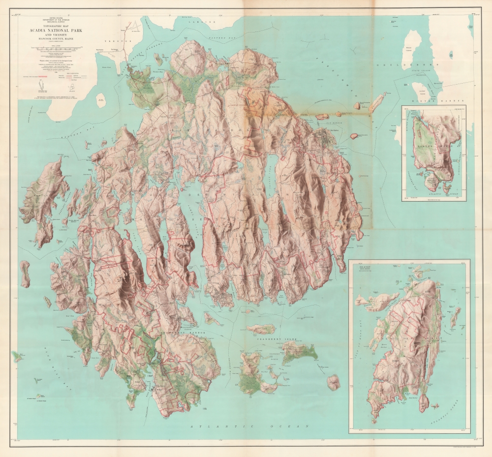 Topographic Map of Acadia National Park and Vicinity Hancock County, Maine. - Main View