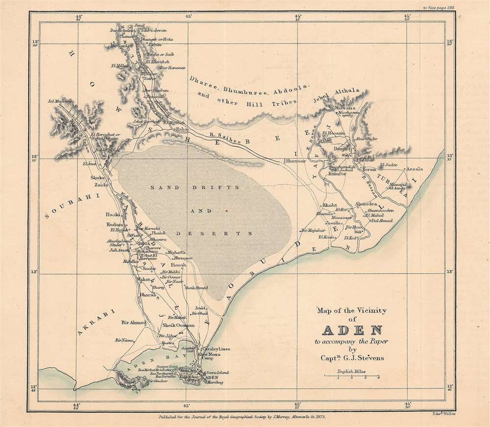 Map of the vicinity of Aden to accompany the paper by Captn. G. J. Stevens. - Main View