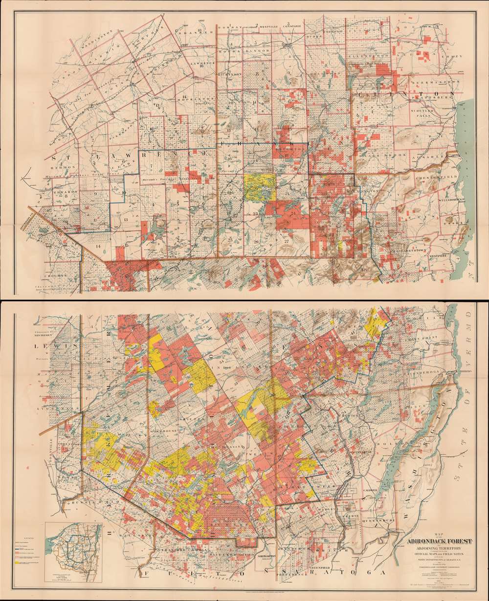 Map of the Adirondack Forest and Adjoining Territory Compiled from Official Maps and Field Notes on file in the State Departments at Albany, N.Y. - Main View