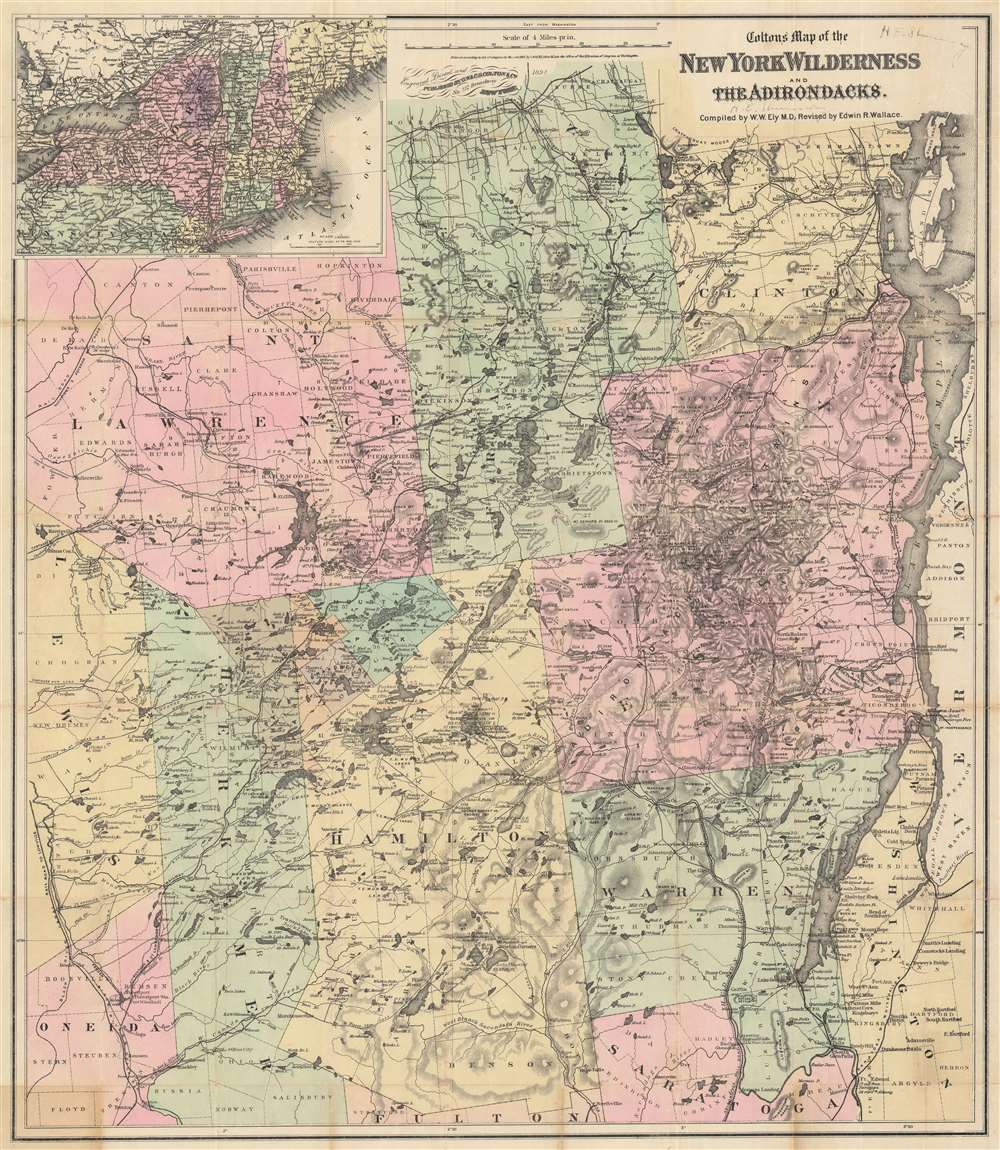 Colton's Map of the New York Wilderness and the Adirondacks. - Main View