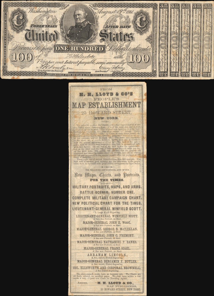 1861 H. H. Lloyd 'U.S. Dollar' Advertizing Broadsheet