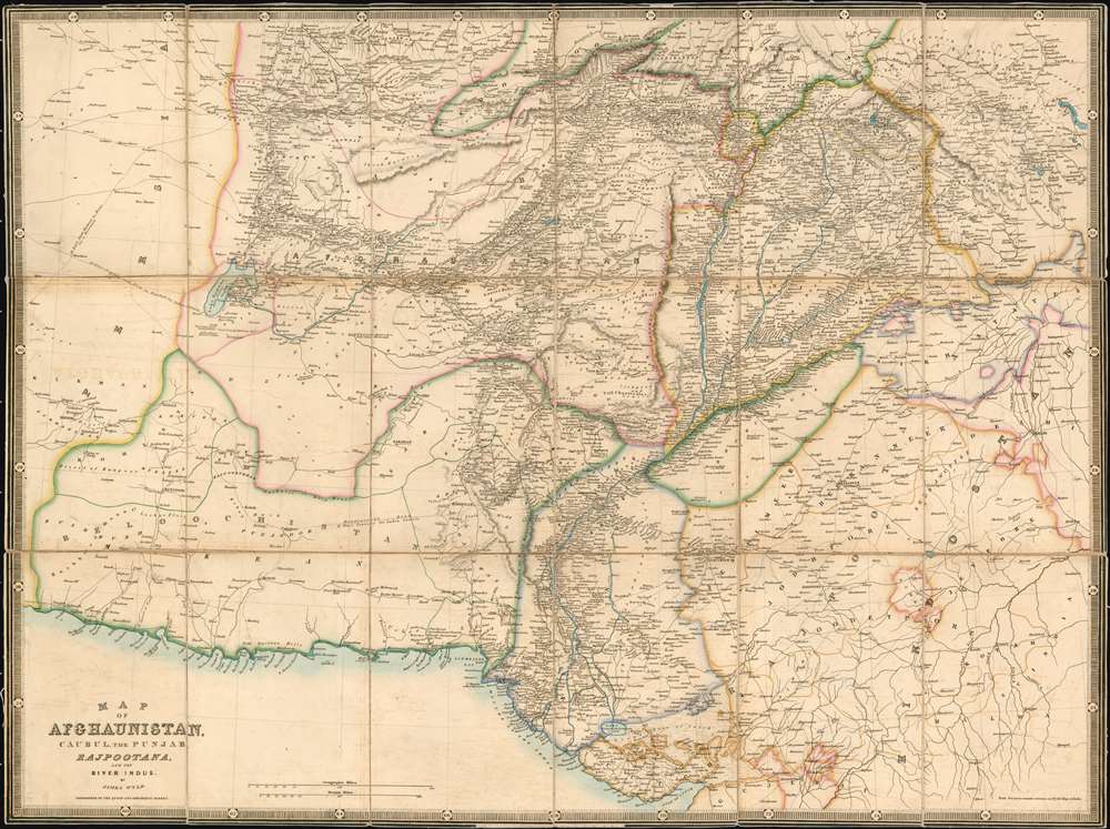 Map of
  Afghaunistan, Caubul, the Punjab, Rajpootana, and the River Indus - Main View