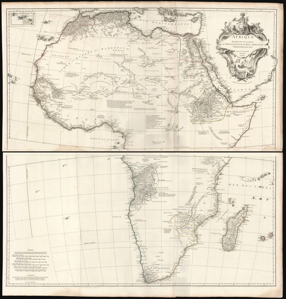 1749 d'Anville Wall Map of Africa (foundational 18th century map of Africa)