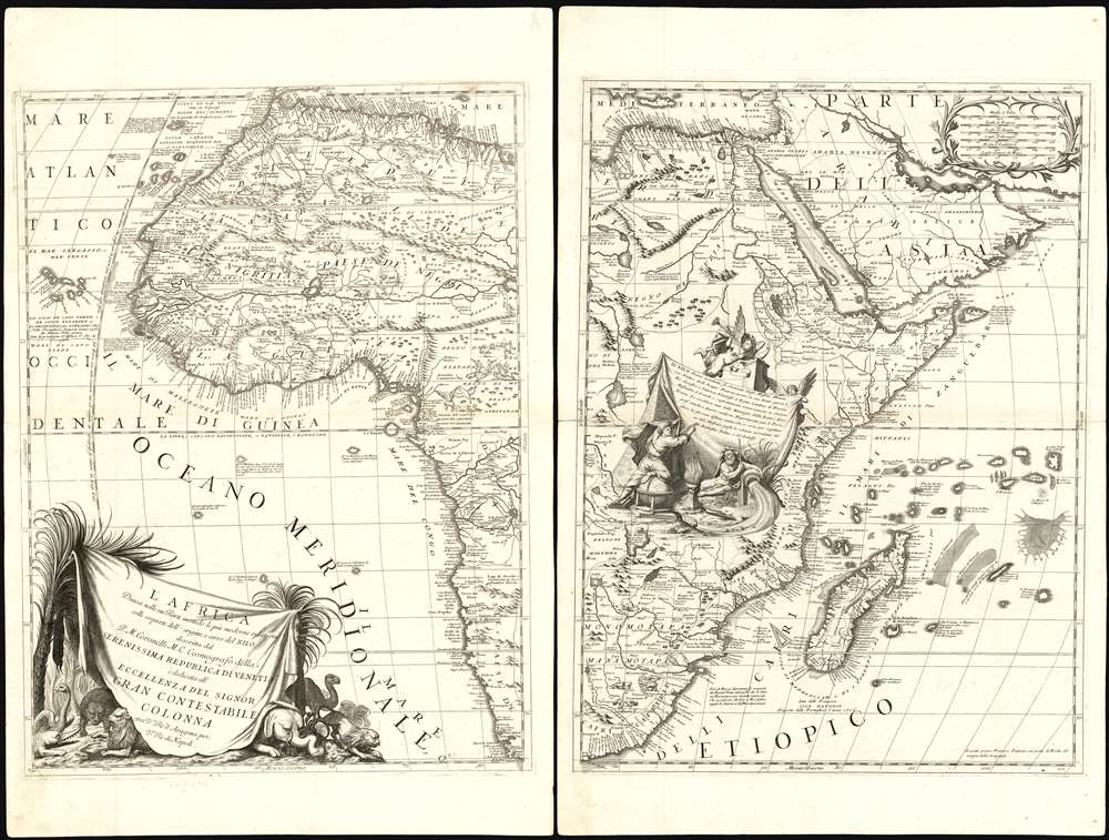 L'Africa Divisa nelle sue Parti secondo le Piùu moderne relationi colle scoperte dell' origine, e coro del NILO, descritta dal P.M. Coronelli M.C. Cosmografo della Serenissima Republica di Veneia è dedicata all' Eccellenza del Signor Gran Contestabile Colonna gia Vce. Rè d' Aragona, poi Vce Rè di Napoli. - Alternate View 1