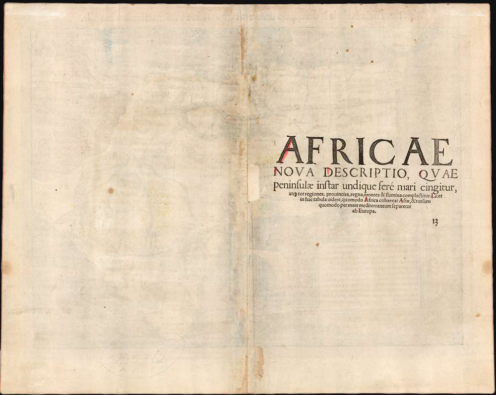 Totius Africae tabula et descriptio universalis etiam ultra Ptolemaei limites extensa. - Alternate View 1