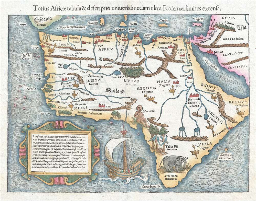 Totius Africae tabula et descriptio universalis etiam ultra Ptolemaeilimites extensa. - Main View