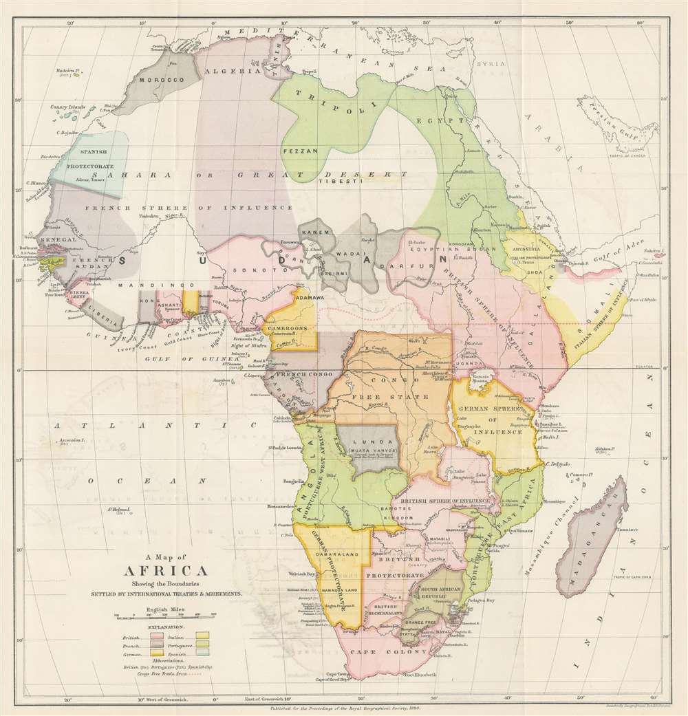 A Map of Africa Showing the Boundaries Settled by International Treaties and Agreements. - Main View