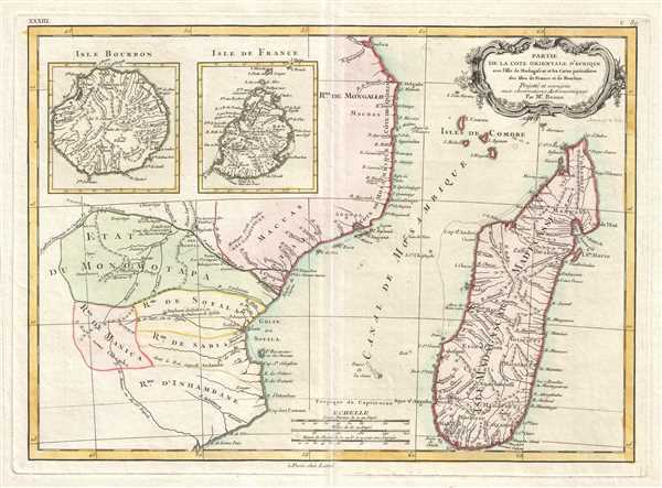Partie de la Cote Orientale D'Afrique avec L'Isle de Madagascar et les Cartes particulieres des Isles de France et de Bourbon. - Main View