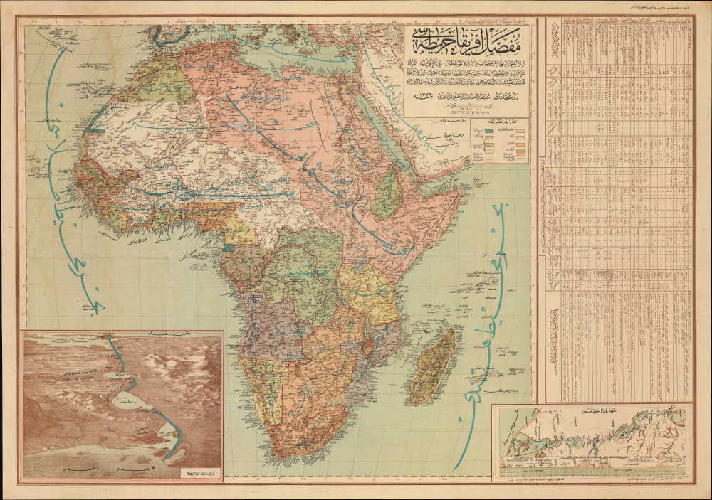 1908 Ottoman Ministry of Public Education Wall Map of Africa