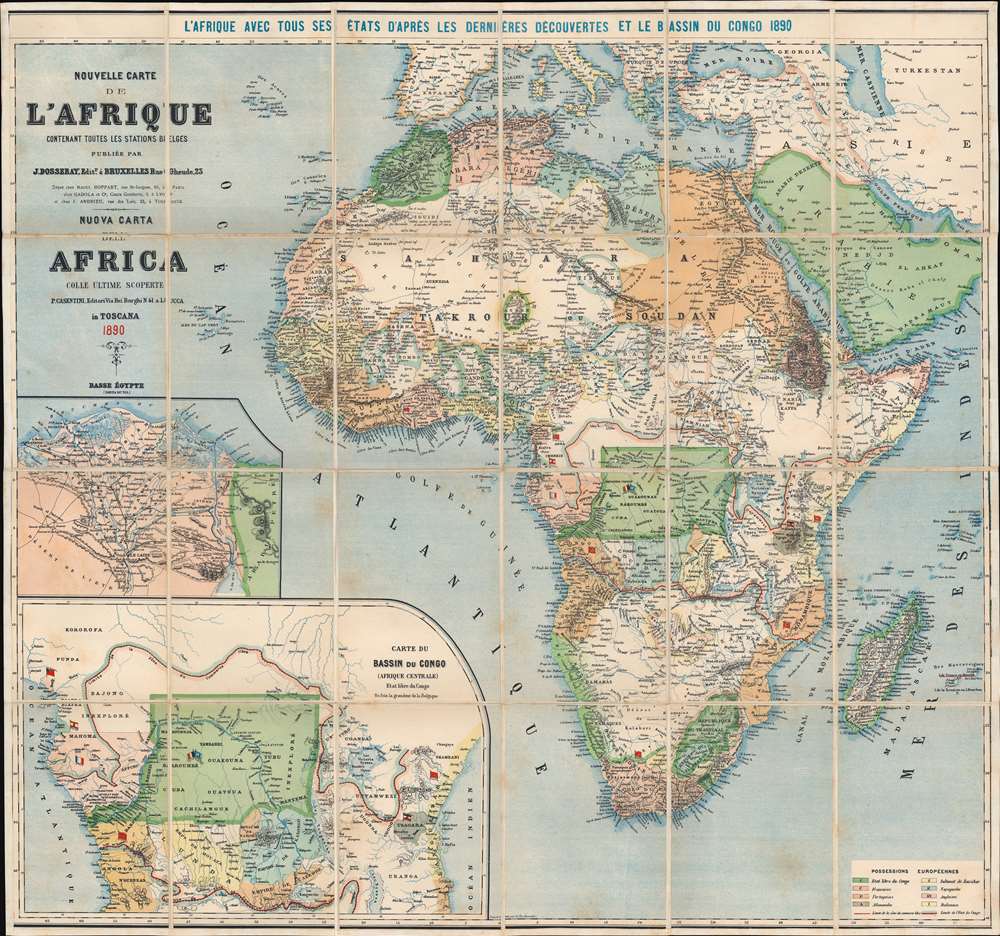 Nouvelle Carte de l'Afrique Contenant Toutes les Stations Belges. Nuova Carta dell'Africa Colle Ultime Scoperte. - Main View