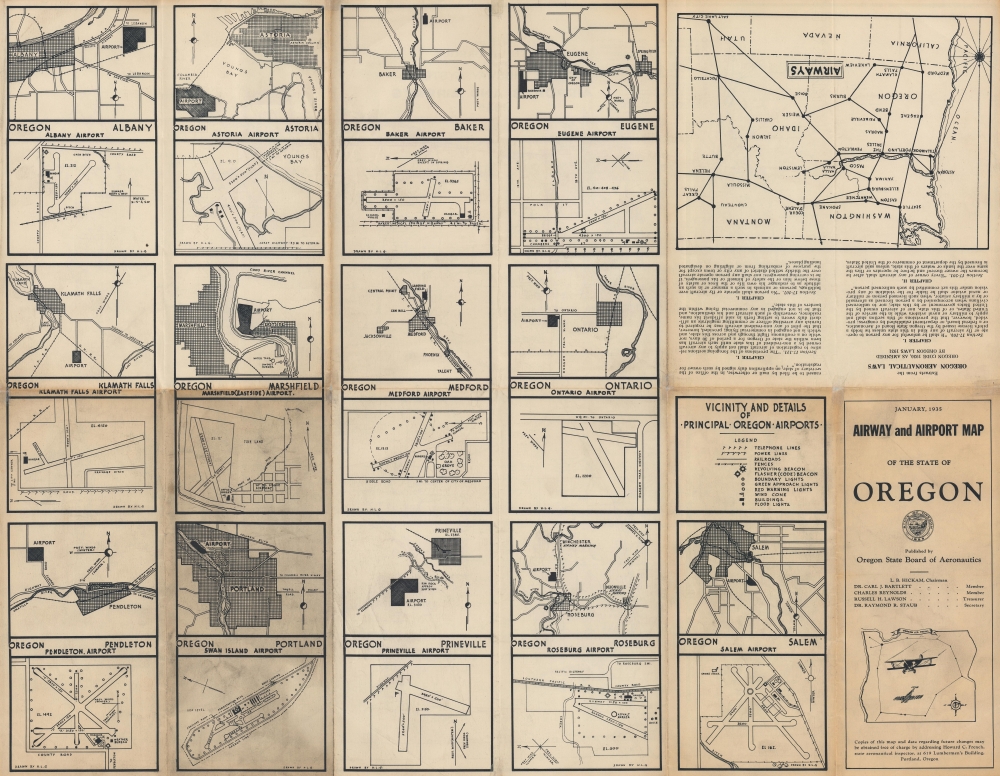 Map of State of Oregon Showing State Highway System Airports and Airways 1935. - Alternate View 1