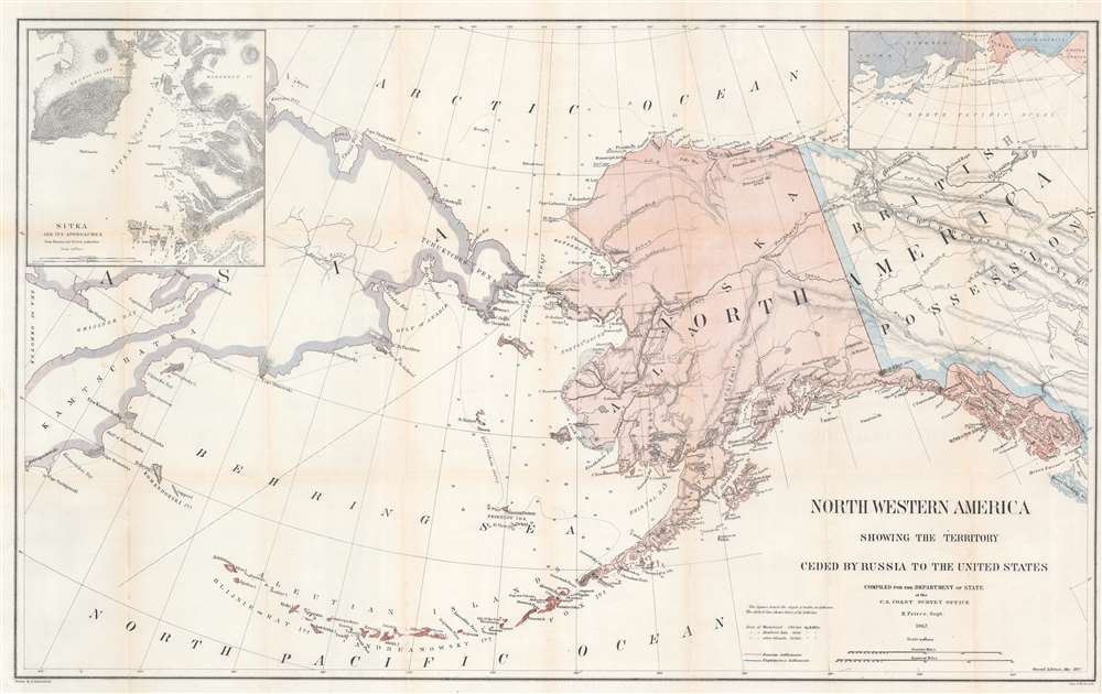 North Western America showing the territory ceded by Russia to the United States. - Main View