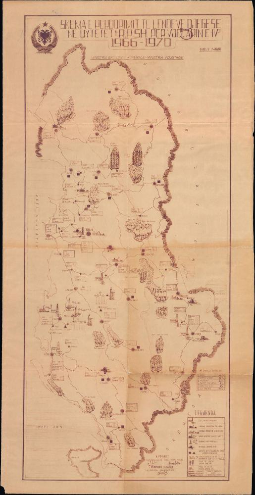 1966 Lulo / Kuka Pictorial Map of Albania, Fourth Five-Year Plan