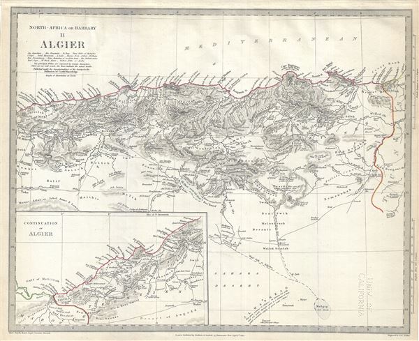 1834 S.D.U.K. Map of Algeria, Barbary Coast, Northern Africa