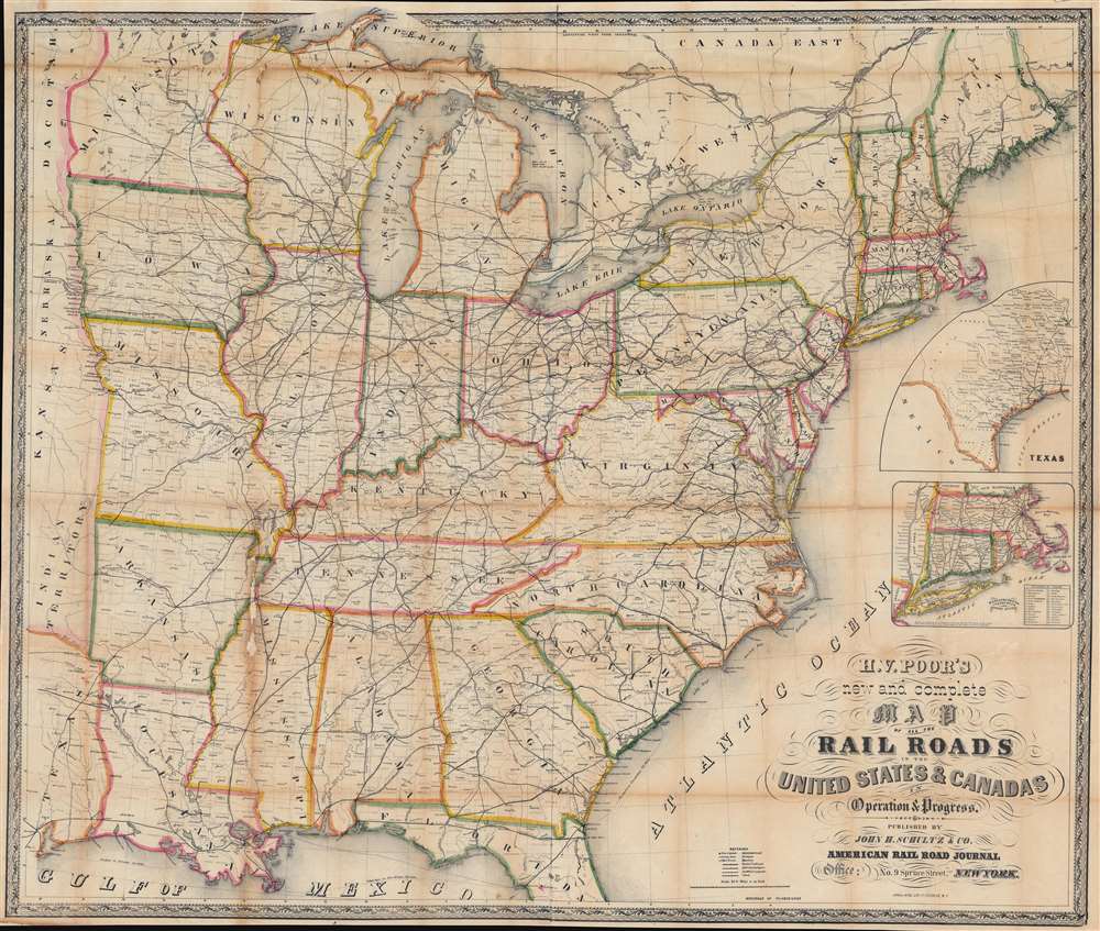 H. V. Poor's new and complete Map of All the Rail Roads in the United States and Canadas in Operation and Progress. - Main View