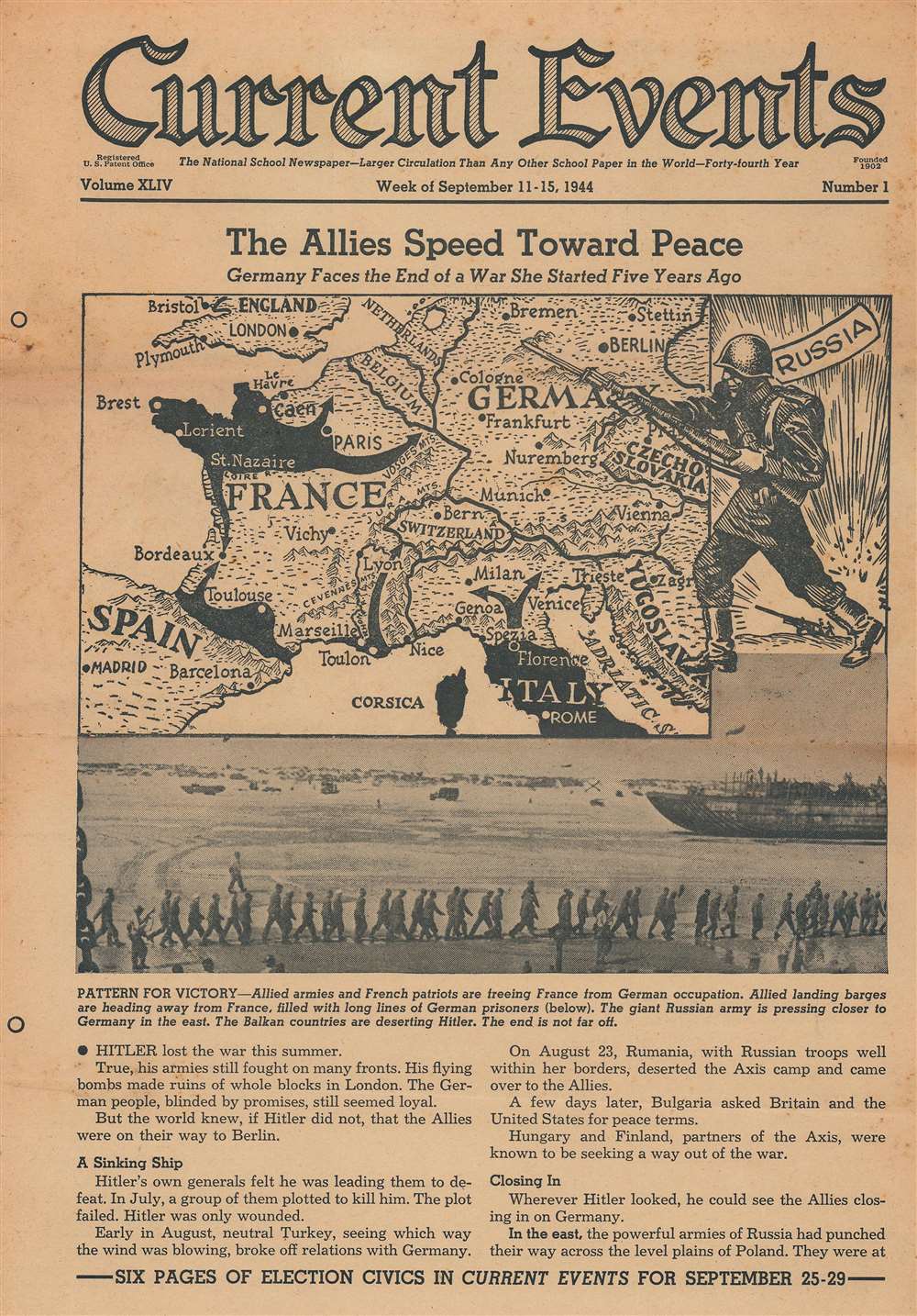The Allies Speed Toward Peace. Germany Faces the End of a War She Started Five Years Ago. - Main View