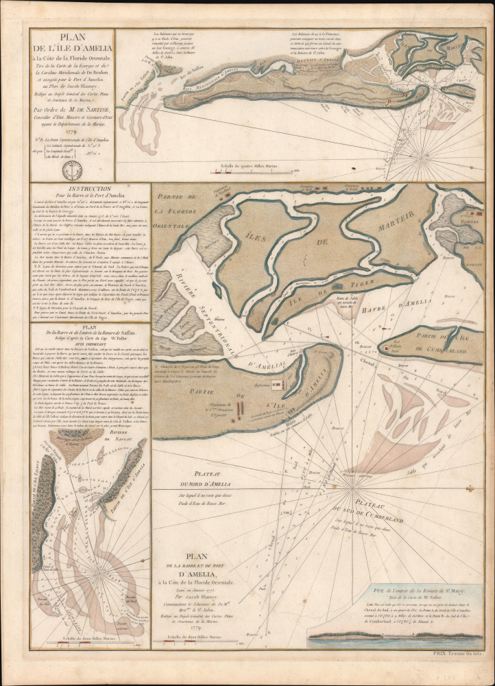 1779 Sartine Map of Amelia Island, Florida