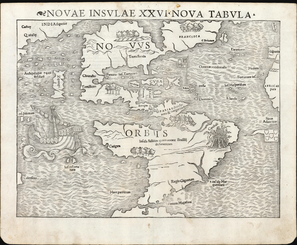 1540 / 1545 Münster Map of America (first obtainable map of America, Second State Third Edition)