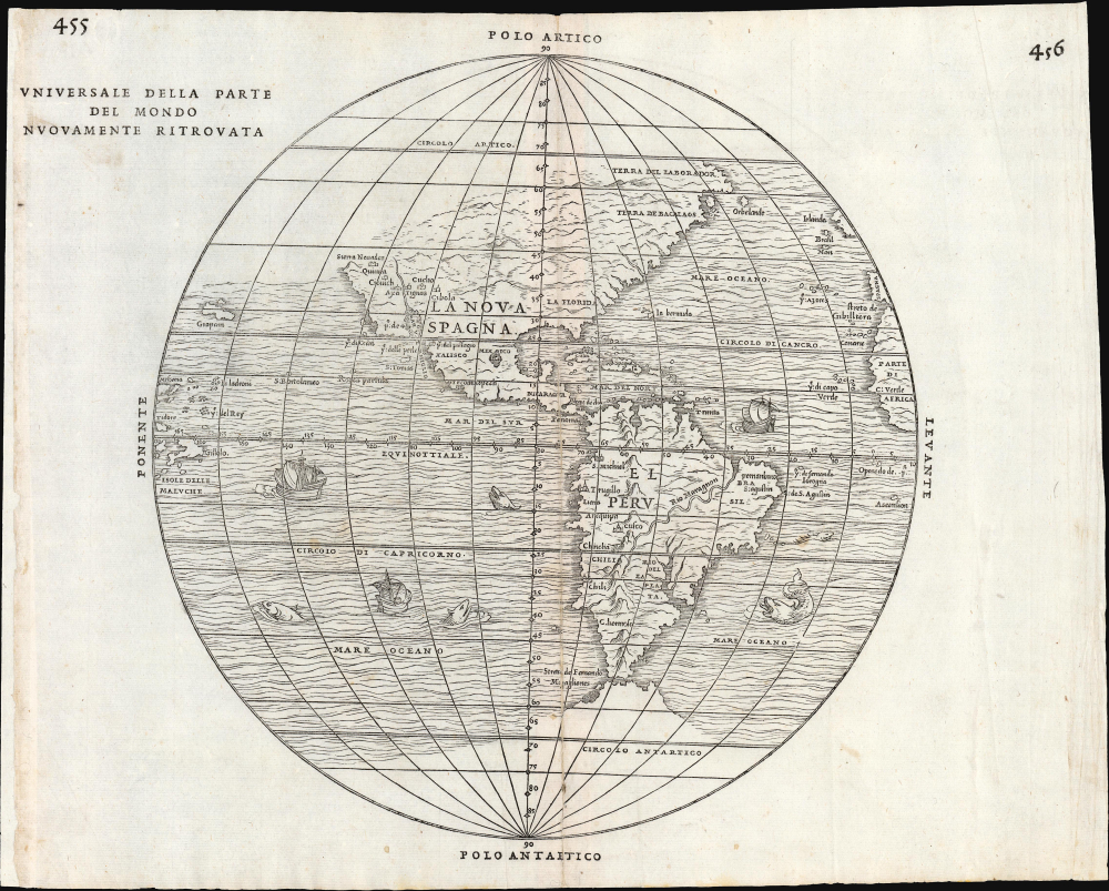 1556 Gastaldi - Ramusio Map of America: Rare First Block