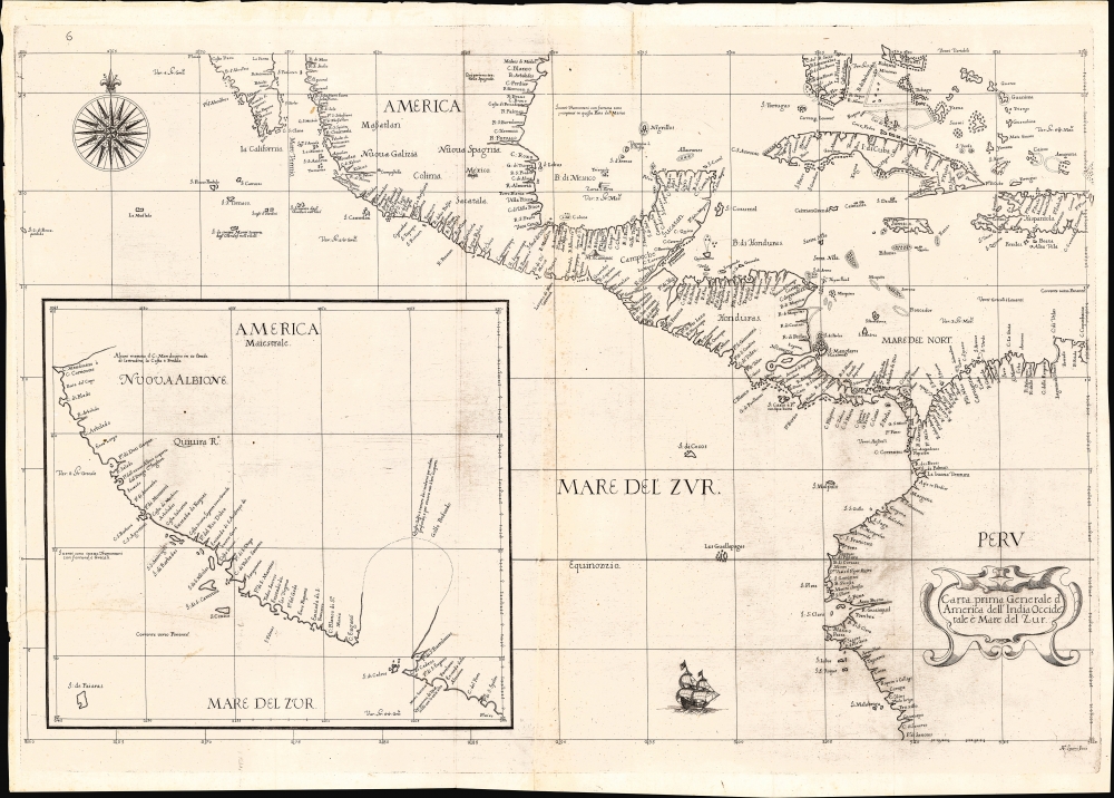 Carta prima generale d'America dell'India Occidentale e Mare del Zur. - Main View