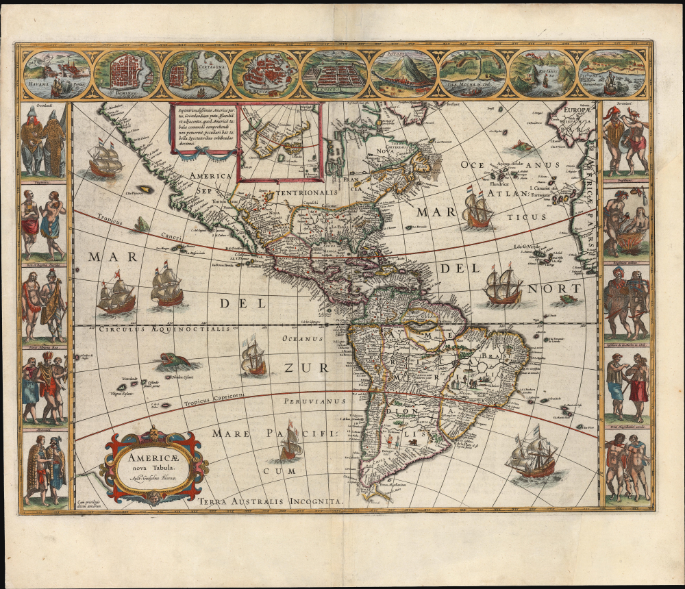 1635 / 1638 Willem Blaeu Map of America: An Early Edition