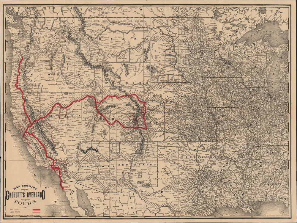Map showing Crofutt's overland tours. - Main View