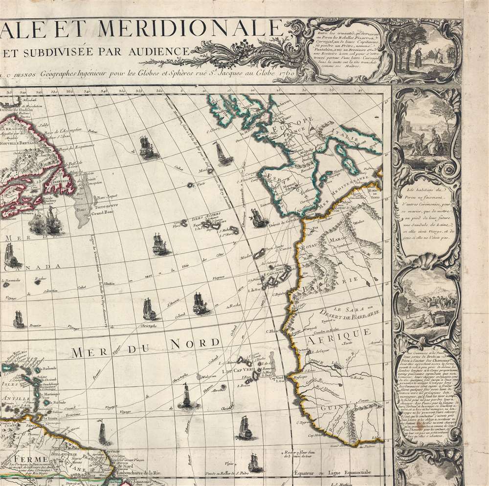 Amerique Septentrionale et Meridionale Divisée en ses Principaux Pais et Subdivisée par Audience. / Nle. Carte D'Amerique Dressée sur les Mémories le plus récens et assujetie aux derniers Observations Astronomiques. - Alternate View 3